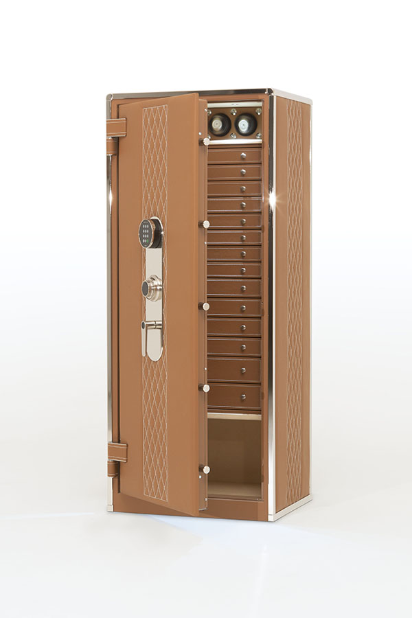 tan leather and stainless half open